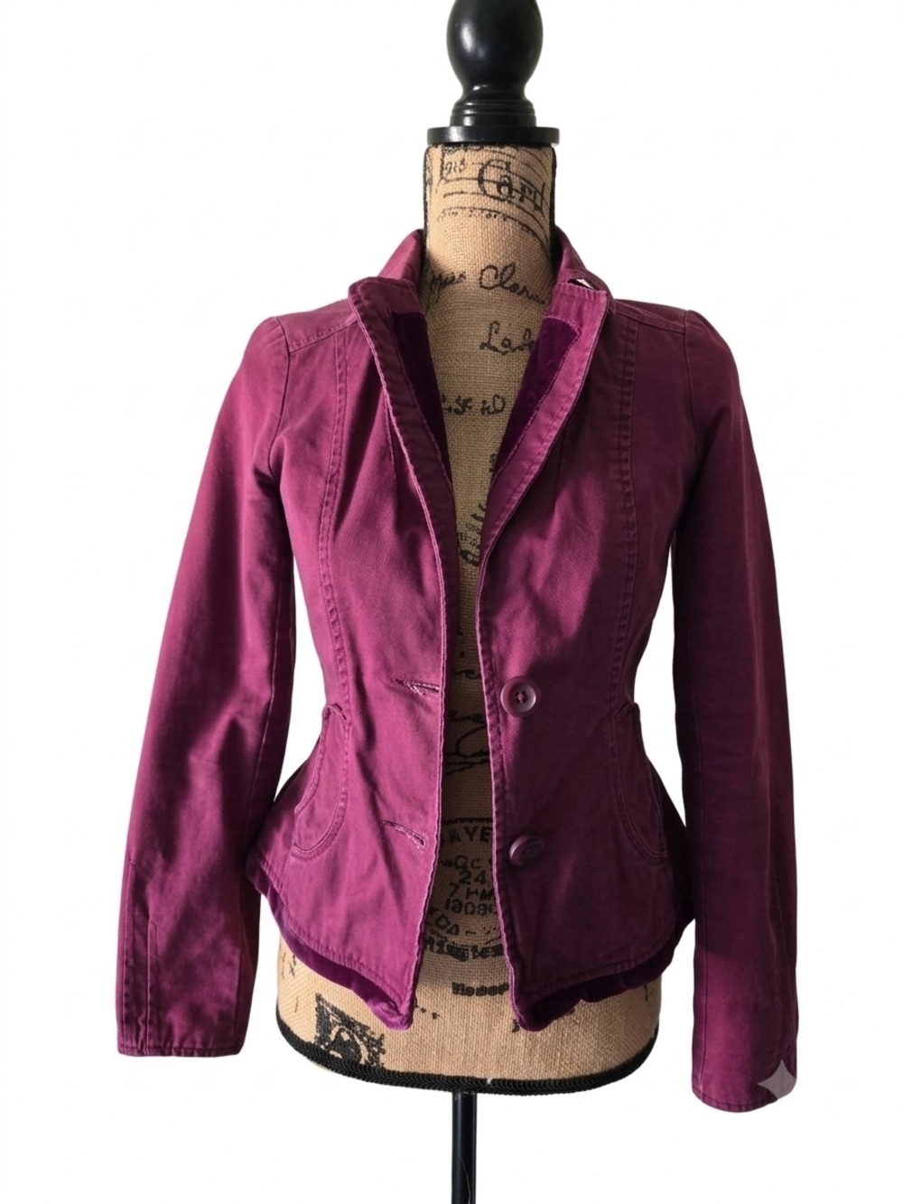 Vintage Y2K Lux Urban Outfitters Plum Purple Cotton Velvet Trim Blazer Jacket S